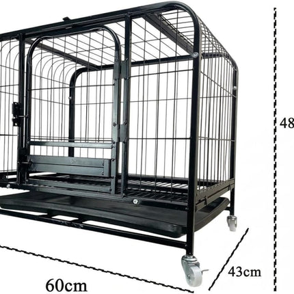 Ziggy Pupps Dog Heavy Duty Metal Crate for Small Dogs with Wheels Portable Wire Pet Cage with Removable Tray 60 x 43 x 48.5 cm