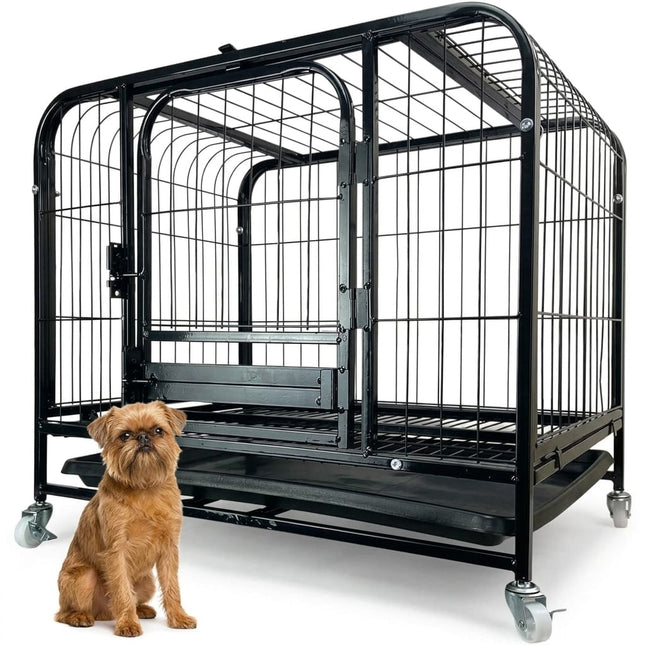 Ziggy Pupps Dog Heavy Duty Metal Crate for Small Dogs with Wheels Portable Wire Pet Cage with Removable Tray 60 x 43 x 48.5 cm