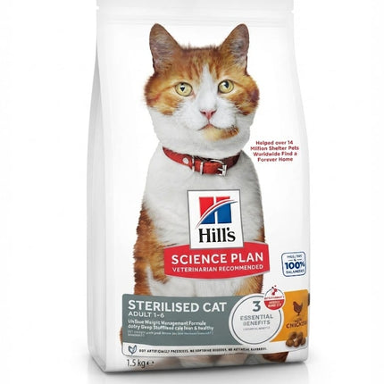 Ziggy Pupps Dog Hill's Science Plan Sterilised Cat Adult Chicken Dry Food 1.5 kg