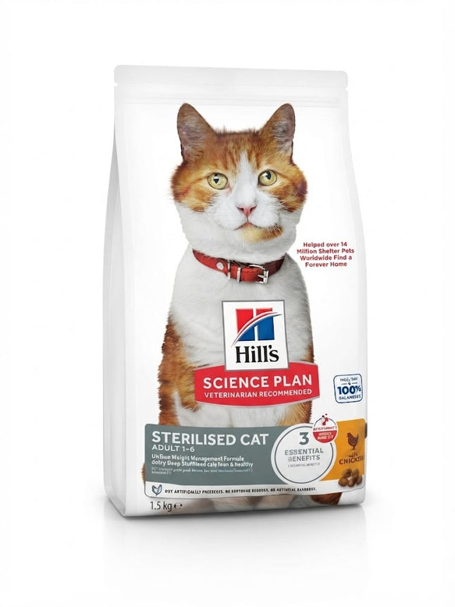 Ziggy Pupps Dog Hill's Science Plan Sterilised Cat Adult Chicken Dry Food 1.5 kg
