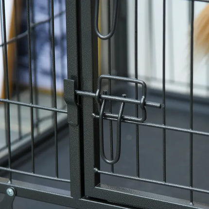 Ziggy Pupps Dog Metal Dog Cage Kennel Locking Door And Wheels Removable Tray Openable Top For Medium Pets 94 x 58 x 69.5 cm
