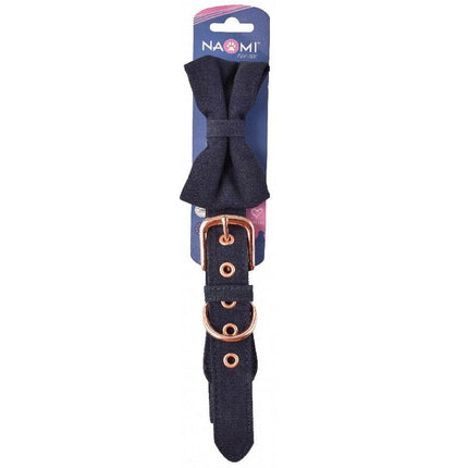 Ziggy Pupps Dog Naomi Medium Blue Dog Collar with Bow
