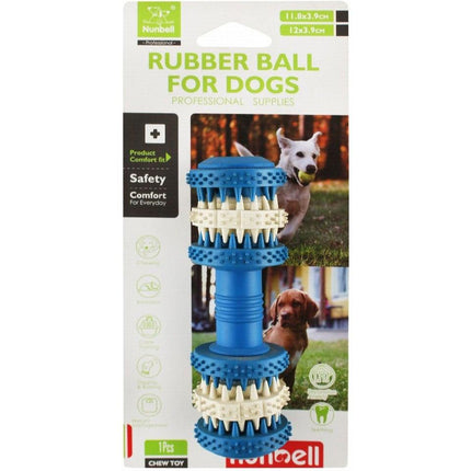 Ziggy Pupps Dog Nunbell Blue and White Rubber Ball Chew Dog Toy
