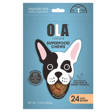 Ziggy Pupps Dog Ola Natural Chews Chicken And Sweet Potato mini Bone 24 pcs