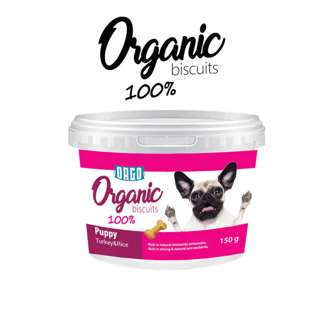 Ziggy Pupps Dog Orgo Organic Turkey And Rice Dog Treats for Puppies 150g Healthy Biscuit Tub