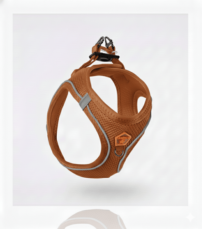 Ziggy Pupps Dog Pawstar 2XS Neon brown Air Mesh Dog Harness 24 to 28cm