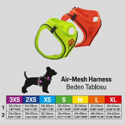 Ziggy Pupps Dog Pawstar 2XS Neon gray Air Mesh Dog Harness 24 to 28cm