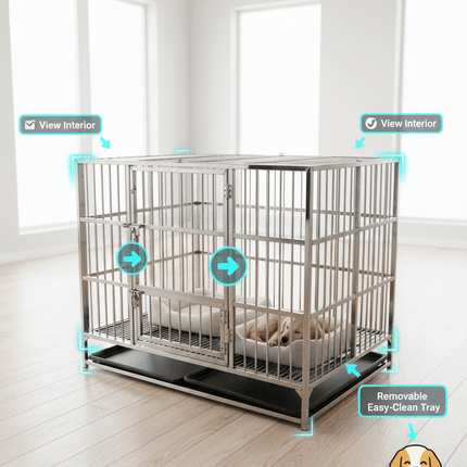 Ziggy Pupps Dog Pet Cage Stainless Steel  125 cm Durable & Rust-Resistant