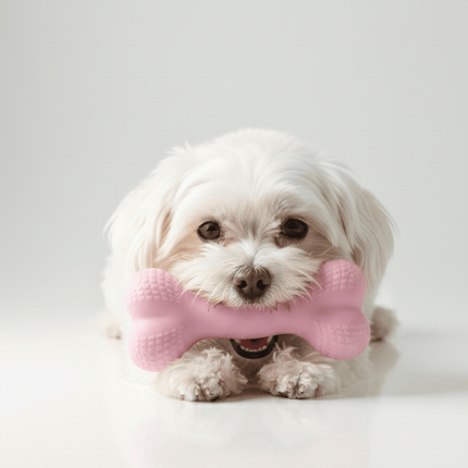 Ziggy Pupps Dog Premium Silicone Dog Chew Toy Bone Shape Pink