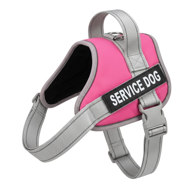 Ziggy Pupps Dog Reflective Service Dog Harness Vest Heavy Duty Adjustable Pet Vest with Control Handle And Removable Patch Size XL Pink