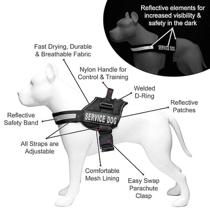 Ziggy Pupps Dog Reflective Service Dog Harness Vest Heavy Duty Adjustable Pet Vest with Control Handle And Removable Patch Size XL Pink