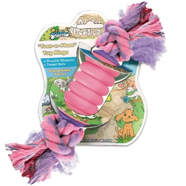 Ziggy Pupps Dog Soleil Toss-n-Floss Tug Toy Heavy Duty Rubber And Rope Dog Chew Toy
