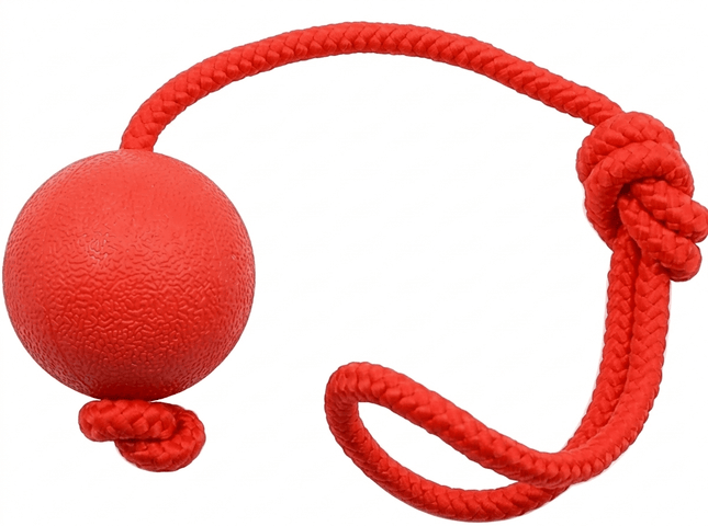Ziggy Pupps Dog Solid Rubber Ball Dog Toy with Durable Throwing Rope