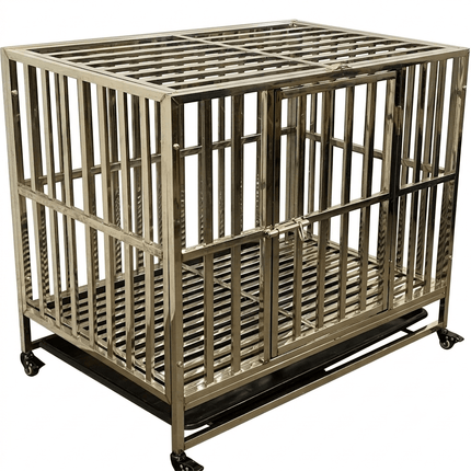 Ziggy Pupps Dog Stainless Steel Dog Cage Heavy Duty Rust Resistant Kennel Size 110x72x95 Cm