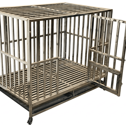 Ziggy Pupps Dog Stainless Steel Dog Cage Heavy Duty Rust Resistant Kennel Size 110x72x95 Cm