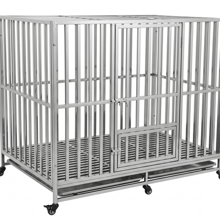 Ziggy Pupps Dog Stainless Steel Dog Cage Heavy Duty Rust Resistant Kennel Size 125x80x105 Cm
