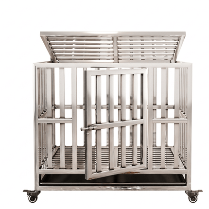 Ziggy Pupps Dog Stainless Steel Dog Cage Heavy Duty Rust Resistant Kennel Size 95x 85 Cm