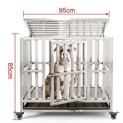 Ziggy Pupps Dog Stainless Steel Dog Cage Heavy Duty Rust Resistant Kennel Size 95x 85 Cm