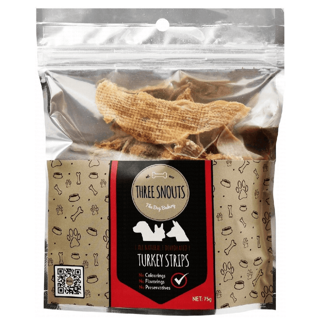 Ziggy Pupps Dog Three Snouts Turkey Strip Pet Treats 75 gr