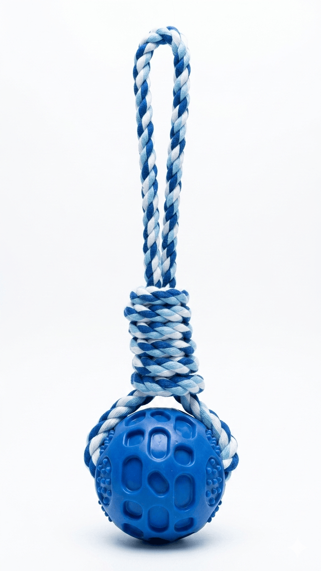 Ziggy Pupps Dog Tough Chew Rope Toy with Textured Ball for Dogs