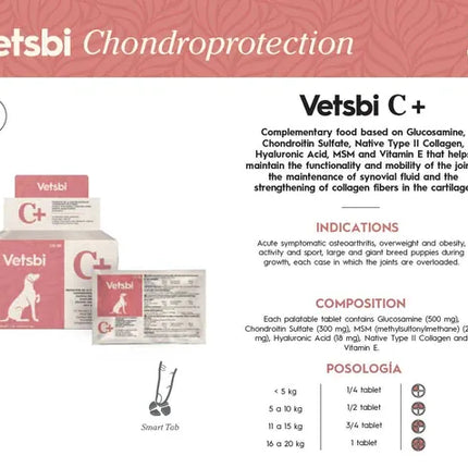 Ziggy Pupps Dog Vetsbi C+ Joint Support Tablets for Dogs Glucosamine And Chondroitin Supplement 10 Palatable Tablet