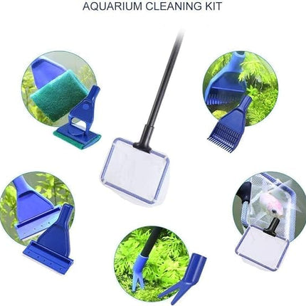 Ziggy Pupps Fish 5-in-1 Aquarium Cleaning Kit  Multi-Function Fish Tank Cleaning Tool with Net Algae Scraper and Sponge