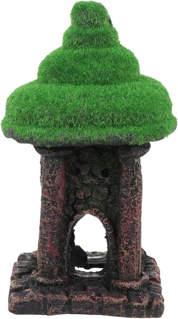 Ziggy Pupps Fish Aquarium Moss Covered Lantern Tower Ornament Decoration