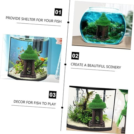 Ziggy Pupps Fish Aquarium Moss Covered Lantern Tower Ornament Decoration