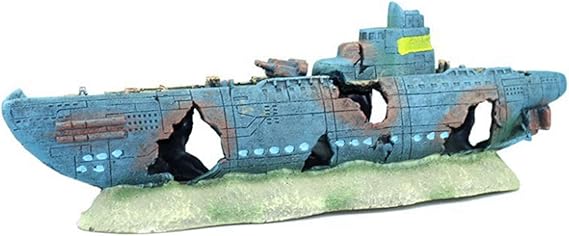 Ziggy Pupps Fish Aquarium Shipwreck Submarine Ornament Decoration