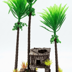 Ziggy Pupps Fish Aquarium Tropical Hut with Palm Trees Ornament Decoration