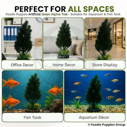 Ziggy Pupps Fish Artificial Aquarium Tree Plant Green Pine Tree Decoration for Fish Tanks