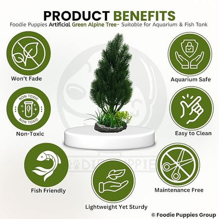 Ziggy Pupps Fish Artificial Aquarium Tree Plant Green Pine Tree Decoration for Fish Tanks