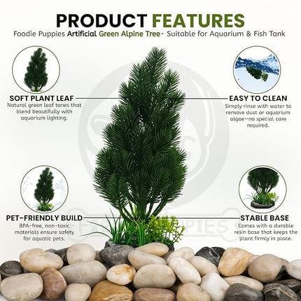 Ziggy Pupps Fish Artificial Aquarium Tree Plant Green Pine Tree Decoration for Fish Tanks