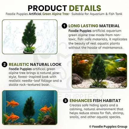 Ziggy Pupps Fish Artificial Aquarium Tree Plant Green Pine Tree Decoration for Fish Tanks