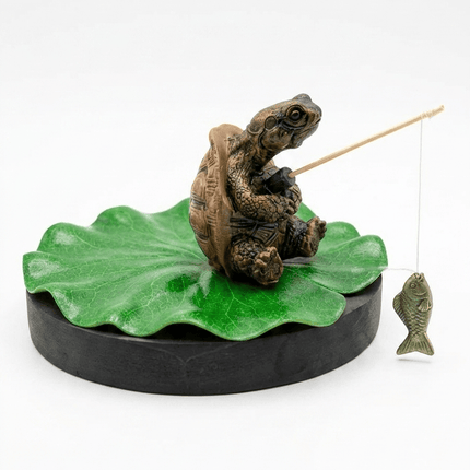 Ziggy Pupps Fish Creative Turtle Fishing Figurine for Aquarium Decor