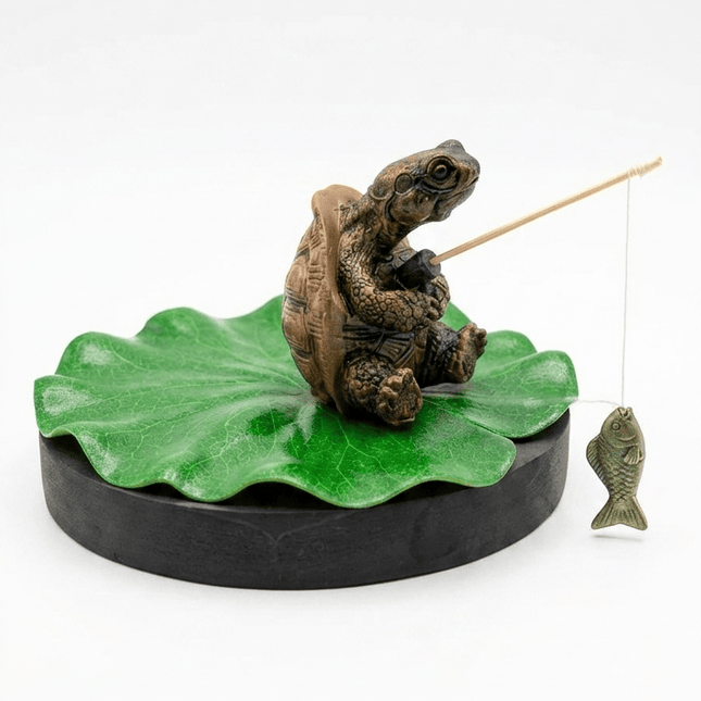Ziggy Pupps Fish Creative Turtle Fishing Figurine for Aquarium Decor
