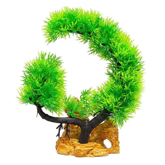 Ziggy Pupps Fish Decorative Plastic Green Bonsai Tree Ornament Simulated Fish Tank Plant Scenery with Base
