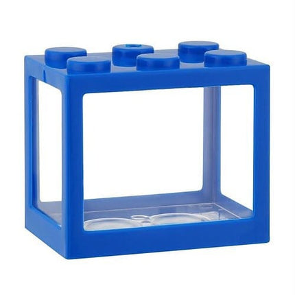 Ziggy Pupps Fish PVC Betta Fish Tank Mini Aquarium Betta Fish Accessories Building Block Decor Ornamental Aquarium Tank Pet Decoration Blue