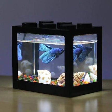 Ziggy Pupps Fish PVC Betta Fish Tank Mini Aquarium Betta Fish Accessories Building Block Decor Ornamental Aquarium Tank Pet Decoration Yellow