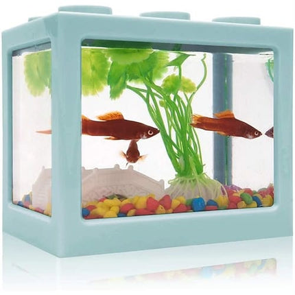 Ziggy Pupps Fish PVC Betta Fish Tank Mini Aquarium Betta Fish Accessories Building Block Decor Ornamental Aquarium Tank Pet Decoration Yellow