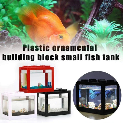 Ziggy Pupps Fish PVC Betta Fish Tank Mini Aquarium Betta Fish Accessories Building Block Decor Ornamental Aquarium Tank Pet Decoration Yellow