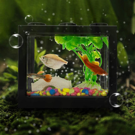 Ziggy Pupps Fish PVC Betta Fish Tank Mini Aquarium Betta Fish Accessories Building Block Decor Ornamental Aquarium Tank Pet Decoration Yellow