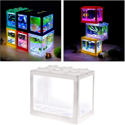 Ziggy Pupps Fish PVC Betta Fish Tank Mini Aquarium Betta Fish Accessories Building Block Decor Ornamental Aquarium Tank Pet Decoration Yellow