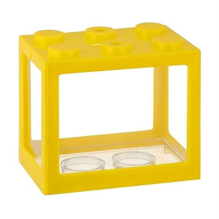 Ziggy Pupps Fish PVC Betta Fish Tank Mini Aquarium Betta Fish Accessories Building Block Decor Ornamental Aquarium Tank Pet Decoration Yellow
