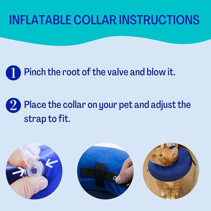 Ziggy Pupps Inflatable Protective Recovery Collar for Large Dogs And Cats Blue Soft Donut Cone
