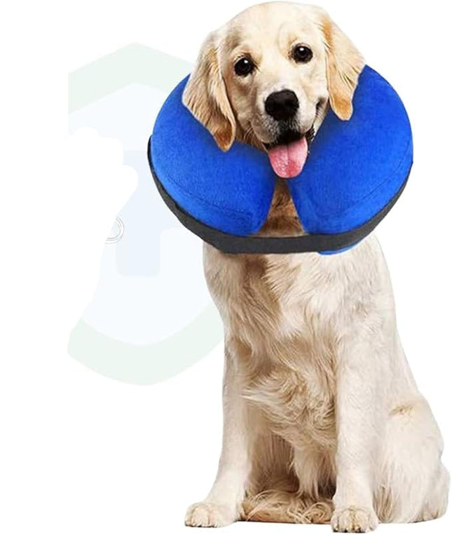 Ziggy Pupps Inflatable Protective Recovery Collar for Large Dogs And Cats Blue Soft Donut Cone