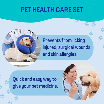 Ziggy Pupps Inflatable Protective Recovery Collar for Large Dogs And Cats Blue Soft Donut Cone