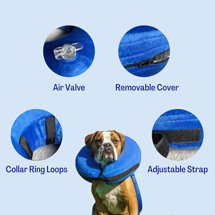 Ziggy Pupps Inflatable Protective Recovery Collar for Large Dogs And Cats Blue Soft Donut Cone