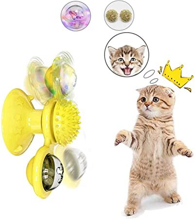 windmill Cat Toy With LED Light Ball and Catnip Balls