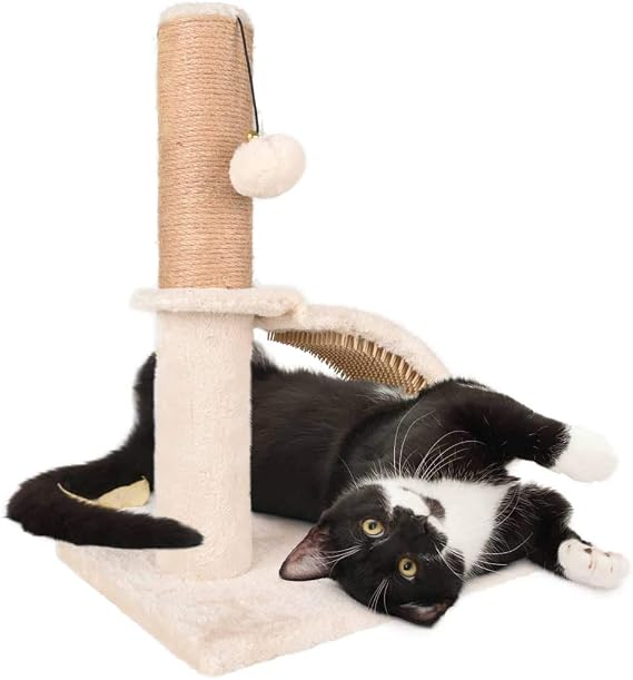 ZooFari Cat Sisal Cat Scratching Post With Arch Grooming Brush And Hanging Toy 35 x 25 x 43.5 cm
